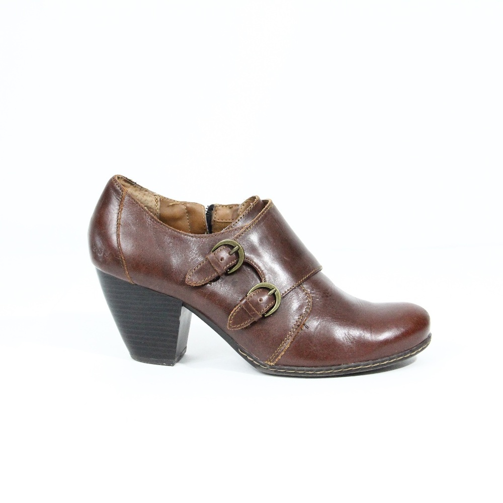 BOC Born Women Double Monk Strap Bootie sz 9 Ankle Boot Brown Leather